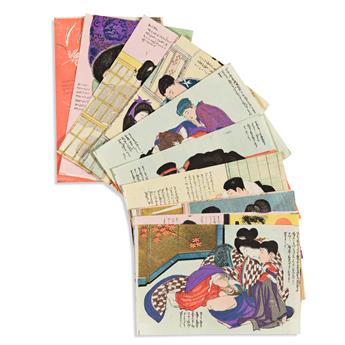 (JAPAN -- EROTICA.) Group of four small-scale woodblock shunga albums.